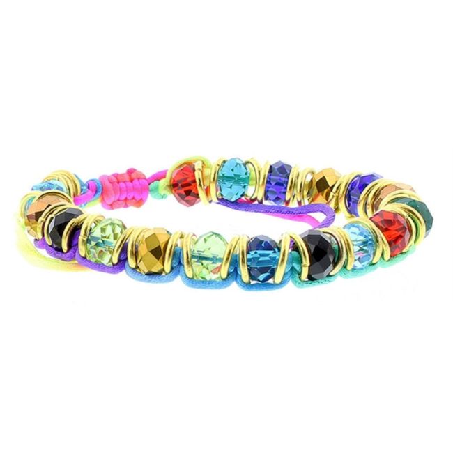 PULSERA MACRAMÉ CUENTAS FACETADAS