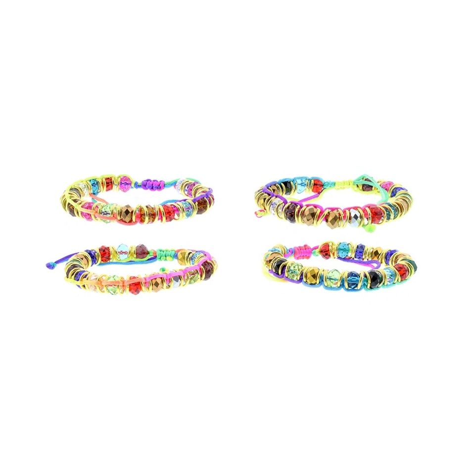 PULSERA MACRAMÉ CUENTAS FACETADAS