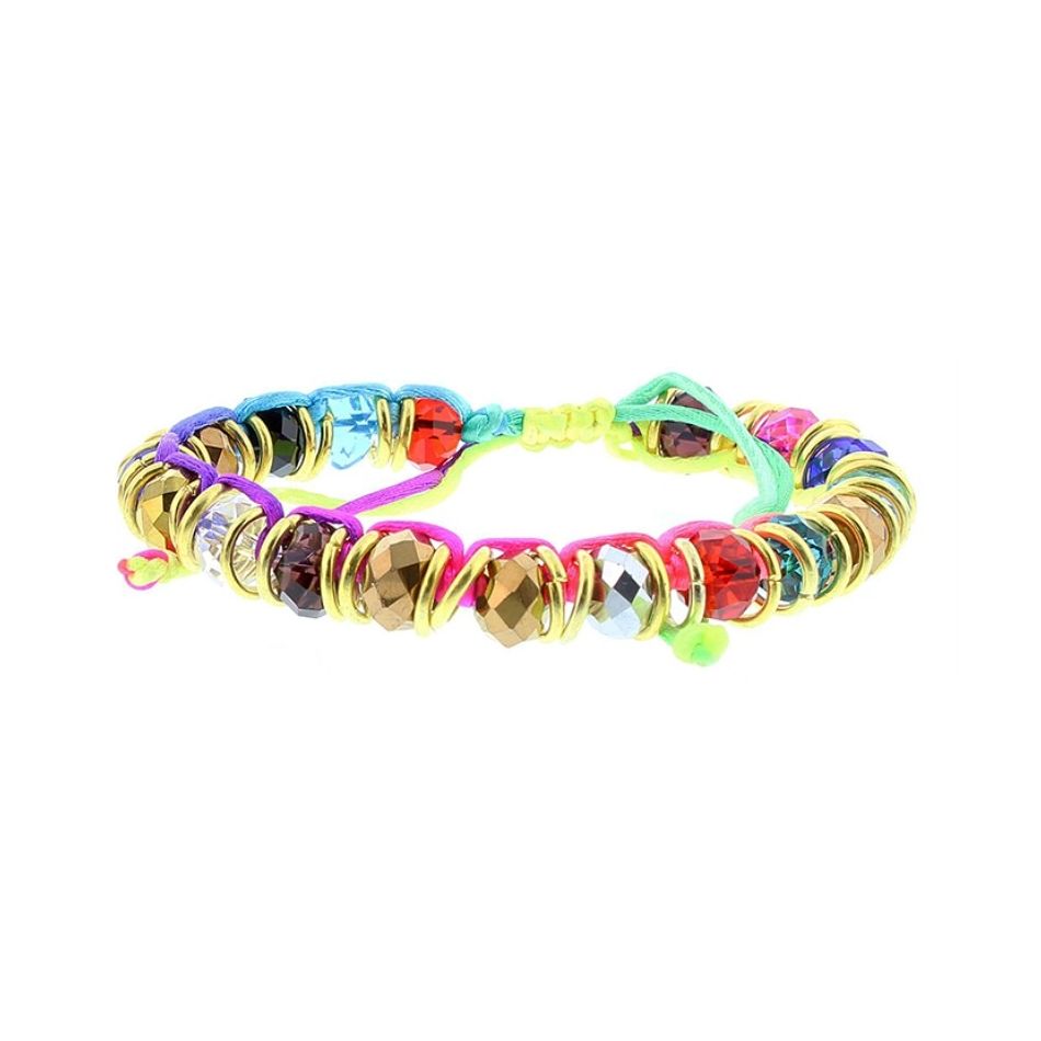 PULSERA MACRAMÉ CUENTAS FACETADAS