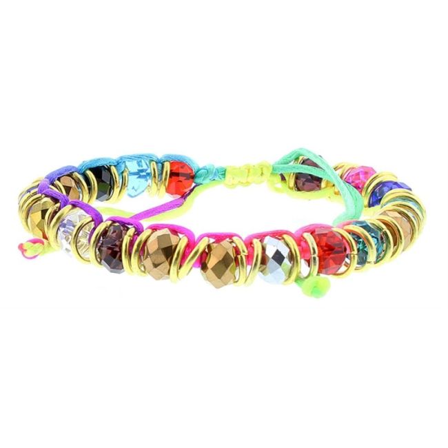 PULSERA MACRAMÉ CUENTAS FACETADAS