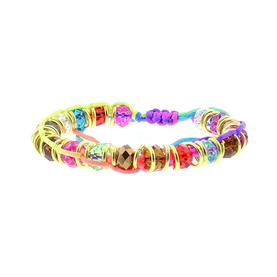PULSERA MACRAMÉ CUENTAS FACETADAS