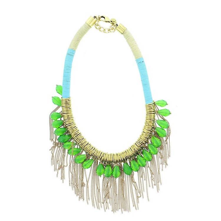 FRINGED SHORT NECKLACE WITH FACETED BEADS 2