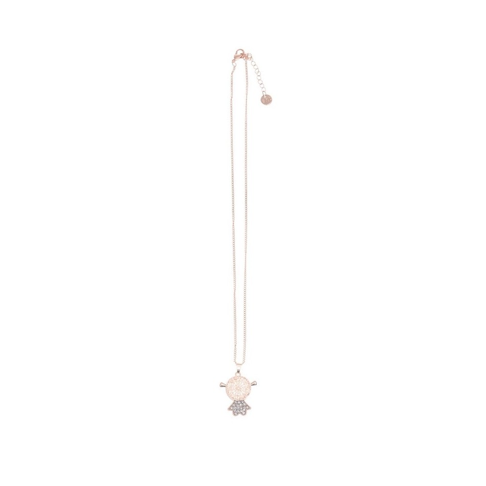 PENDANT SHORT NECKLACE FILIGREE METAL CRYSTALS