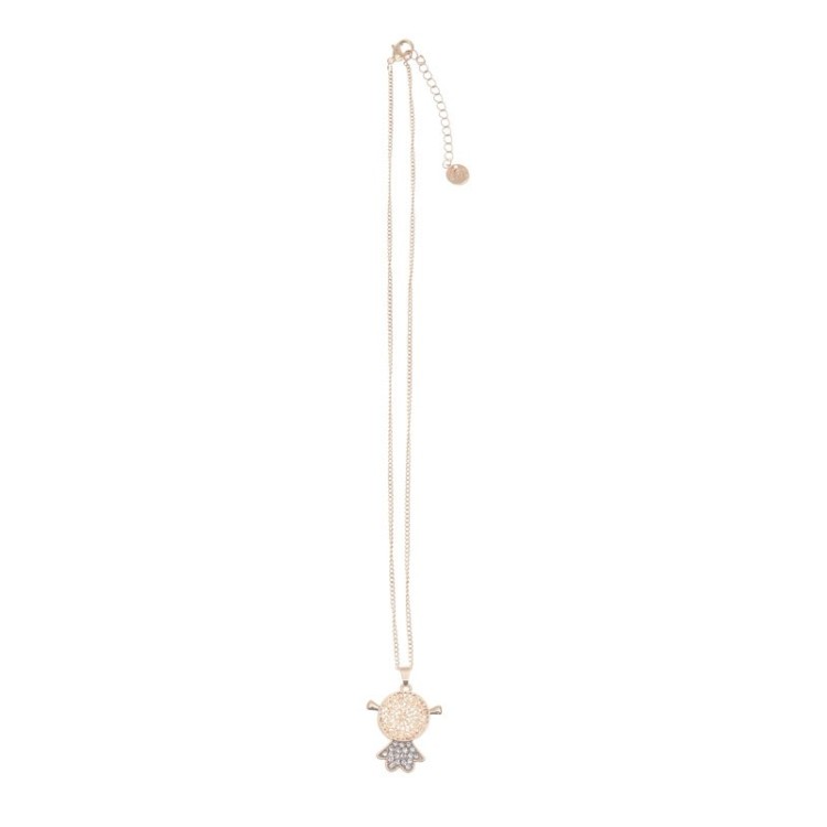 PENDANT SHORT NECKLACE FILIGREE METAL CRYSTALS