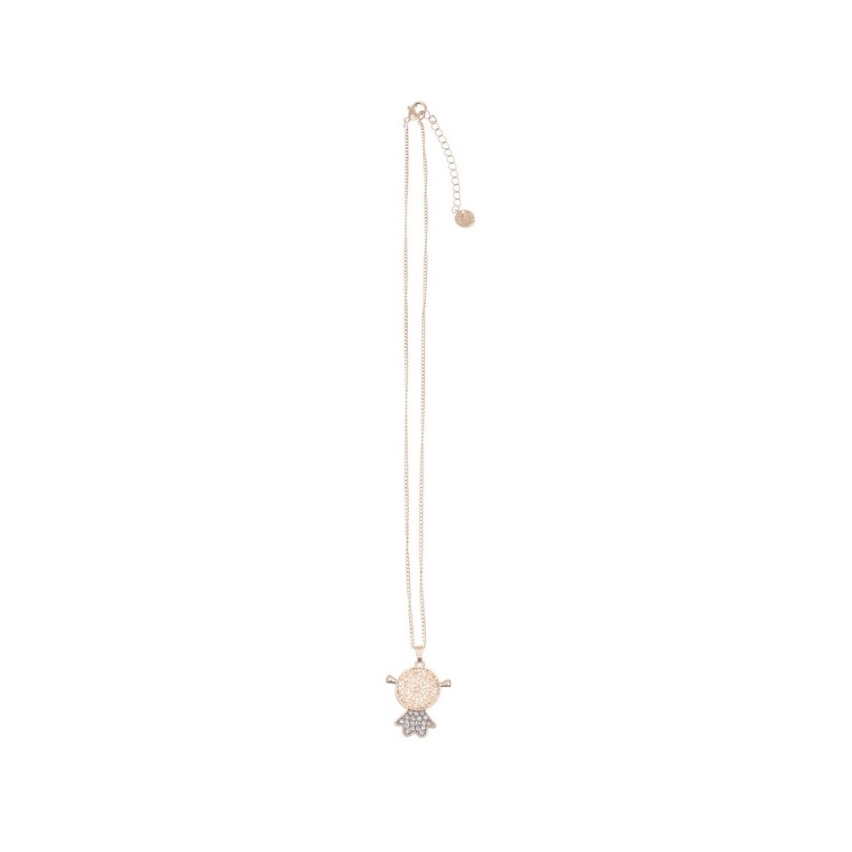 PENDANT SHORT NECKLACE FILIGREE METAL CRYSTALS