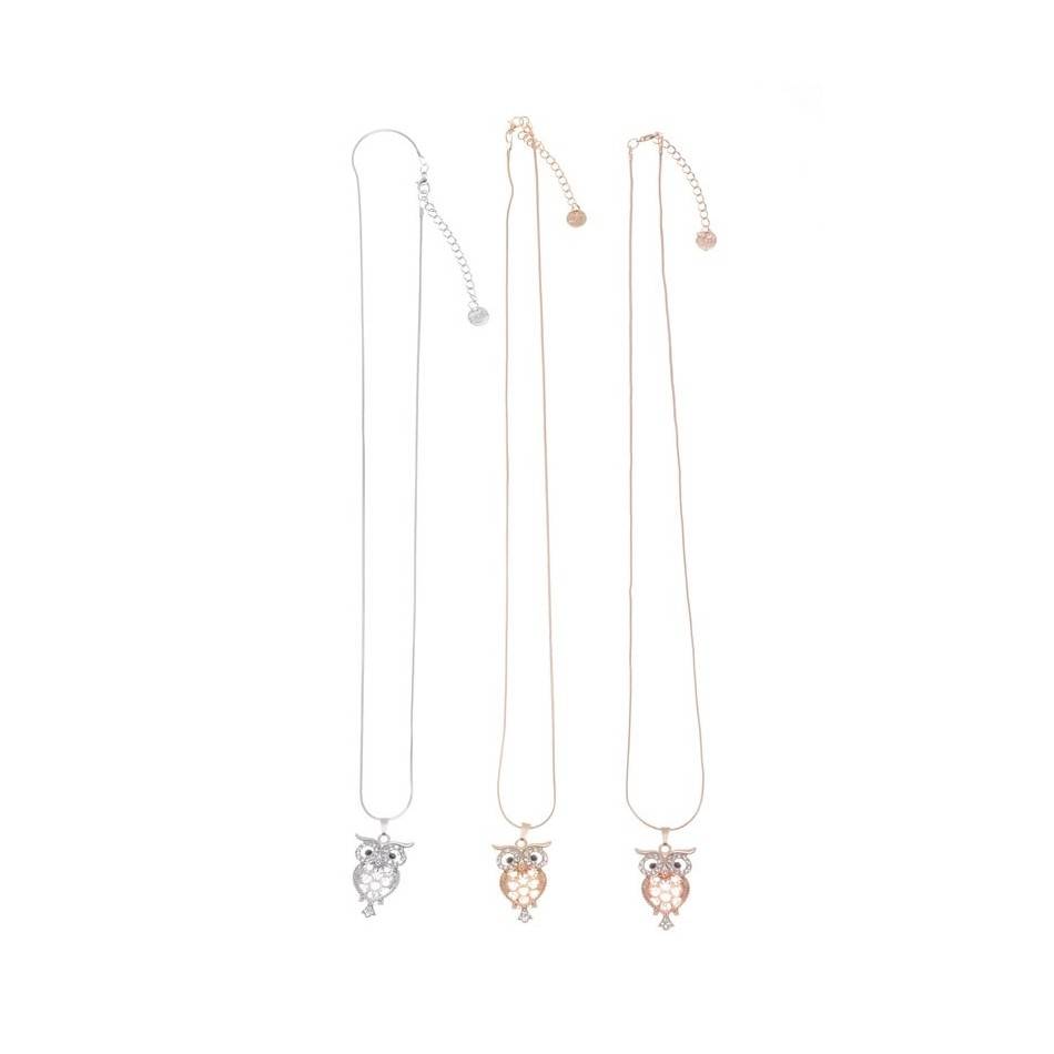 CRYSTAL METAL PENDANT NECKLACE