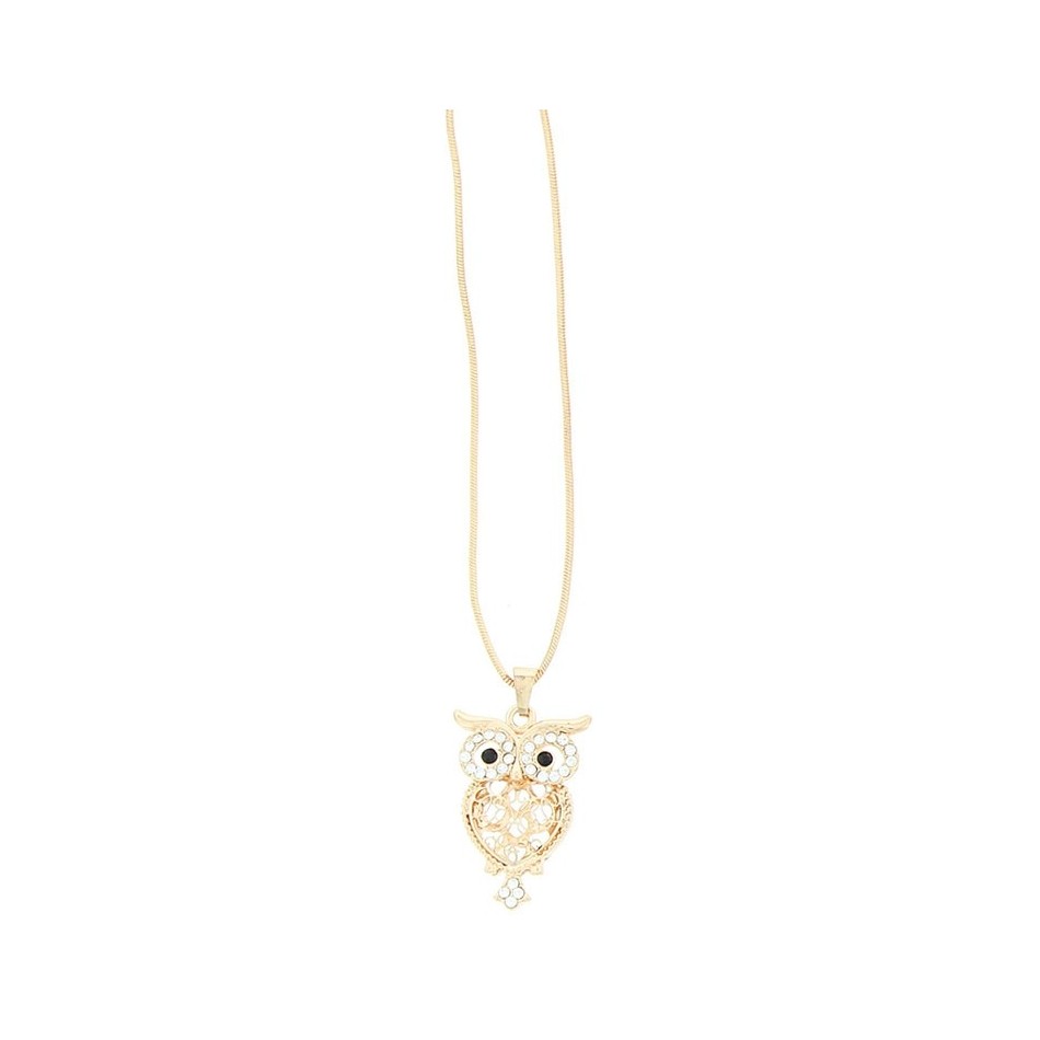 CRYSTAL METAL PENDANT NECKLACE