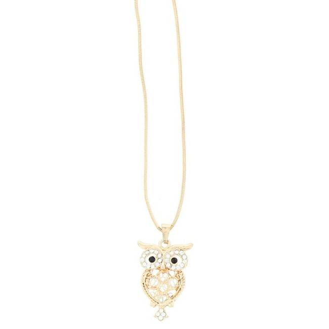CRYSTAL METAL PENDANT NECKLACE