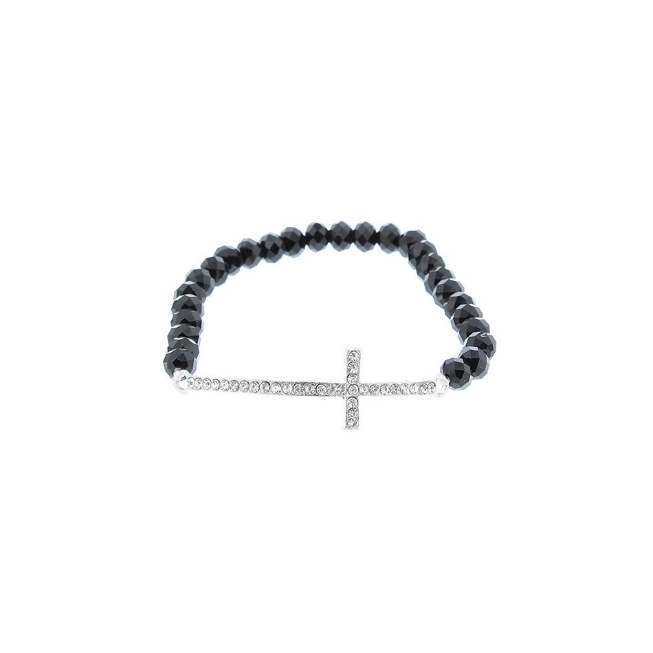 CRYSTAL CROSS FACETED BEADS BRACELET