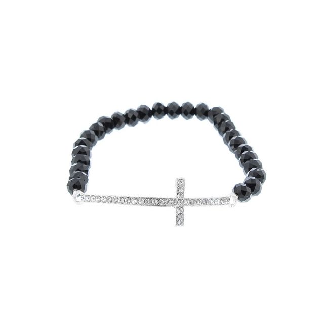 CRYSTAL CROSS FACETED BEADS BRACELET