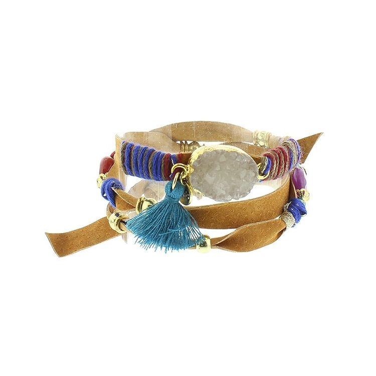 PULSERA 3 VUELTAS CUERO ÉTNICO DELUXE 2