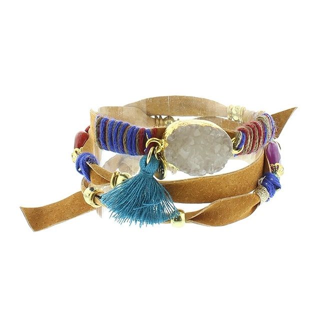 BRACELET 3 TURNS DELUXE ETHNIC LEATHER