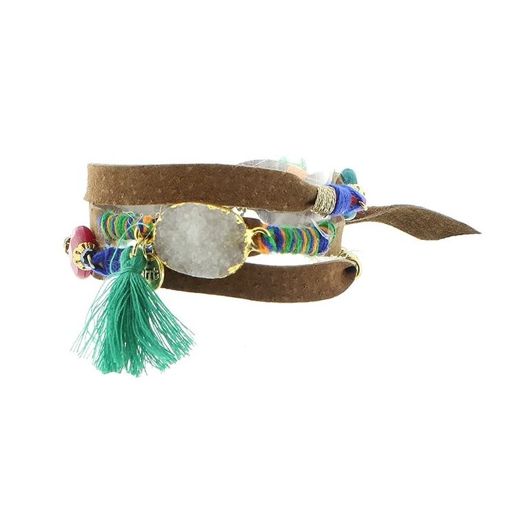 BRACELET 3 TURNS DELUXE ETHNIC LEATHER