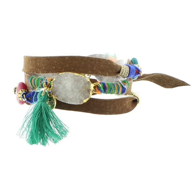 BRACELET 3 TURNS DELUXE ETHNIC LEATHER