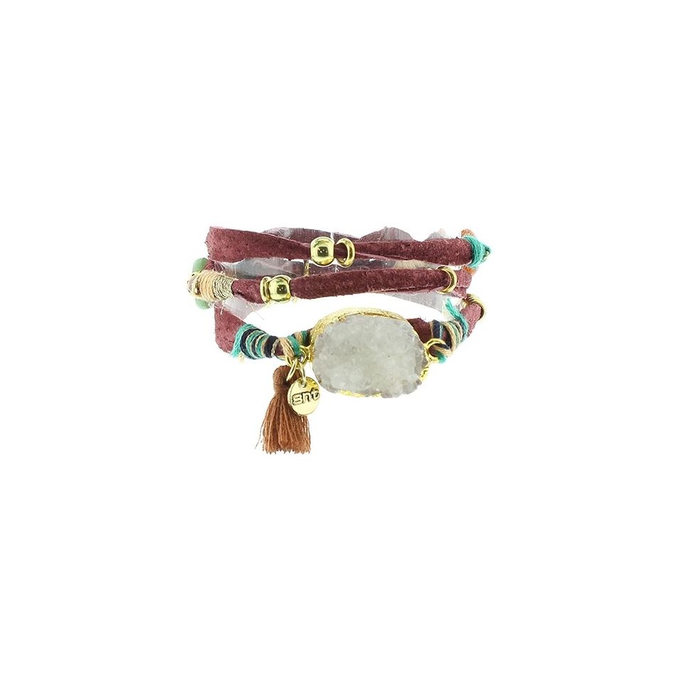 PULSERA 3 VUELTAS CUERO ÉTNICO DELUXE