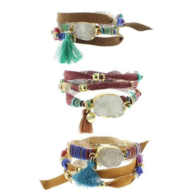 BRACELET 3 TURNS DELUXE ETHNIC LEATHER