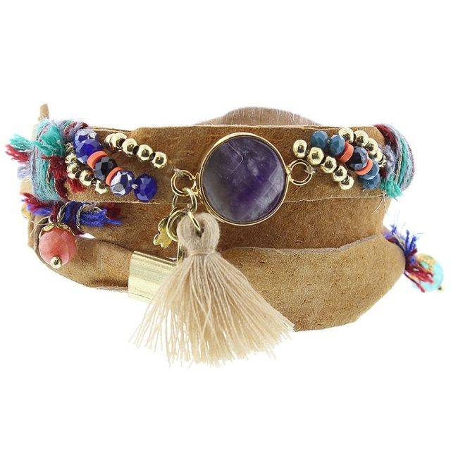 BRACELET 3 TURNS DELUXE ETHNIC LEATHER