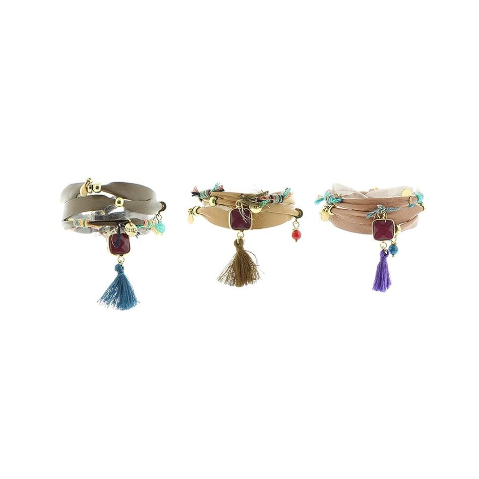 BRACELET 3 TURNS DELUXE ETHNIC LEATHER