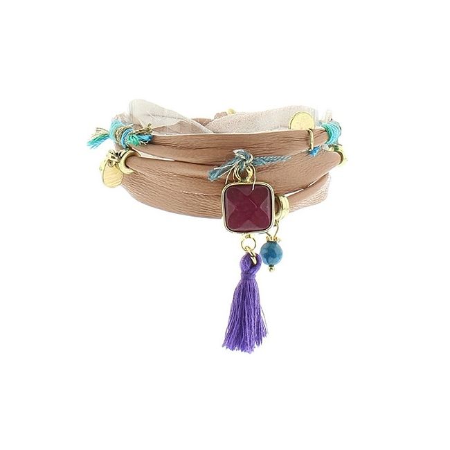 BRACELET 3 TURNS DELUXE ETHNIC LEATHER