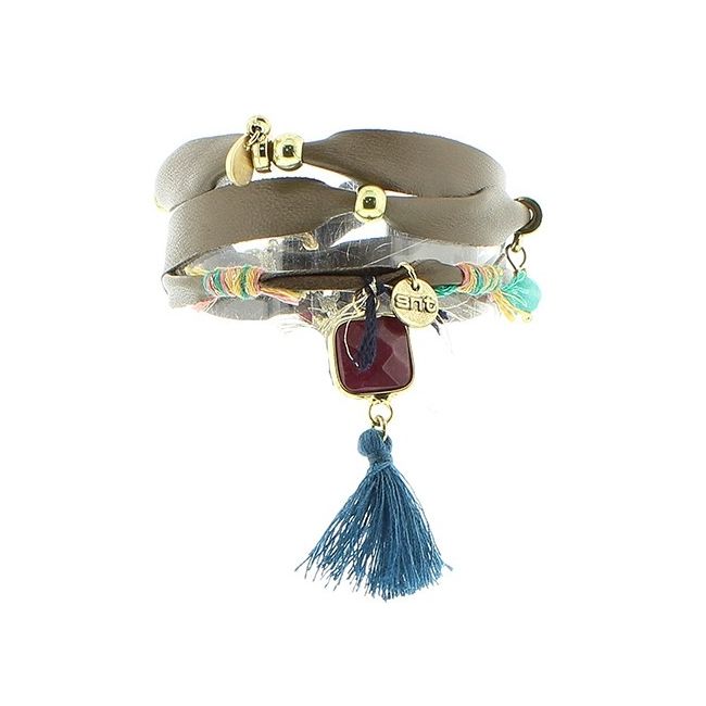 PULSERA 3 VUELTAS CUERO ÉTNICO DELUXE