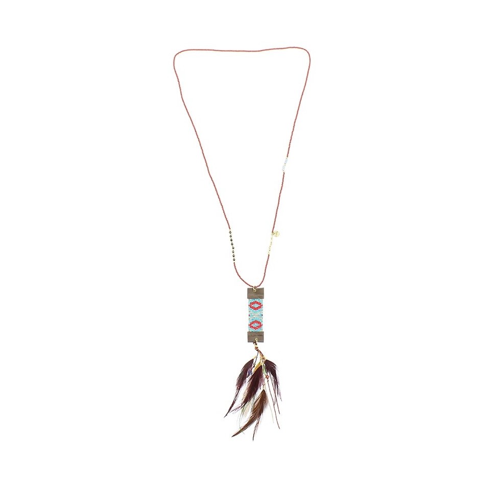 LONG PENDANT NECKLACE FEATHERS