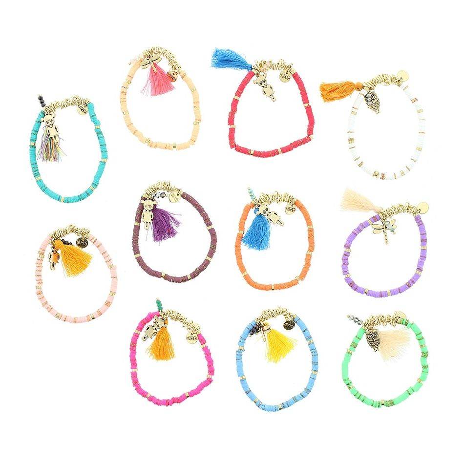 PULSERA CUENTAS FIMO COLGANTES