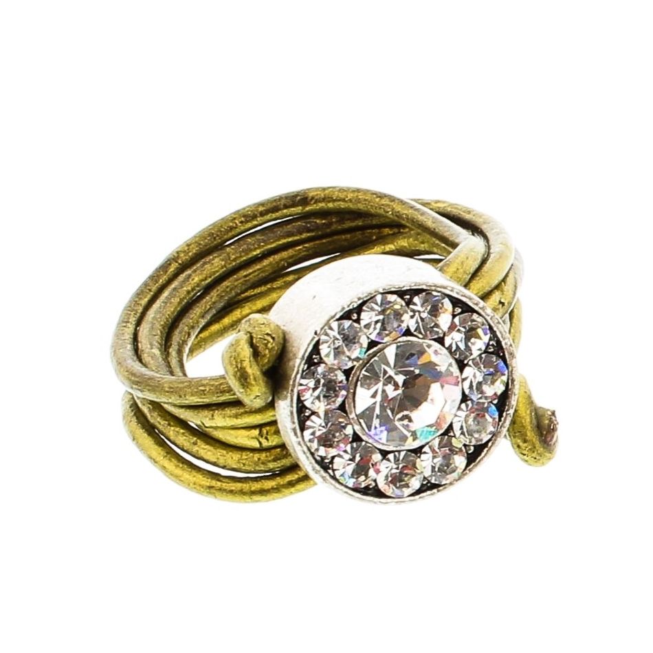 CRYSTAL METAL LEATHER RING Assorted sizes