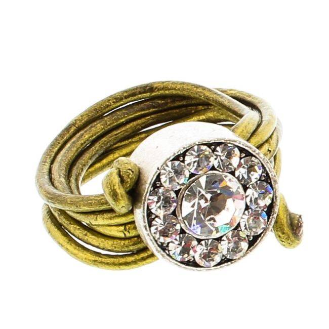 CRYSTAL METAL LEATHER RING Assorted sizes