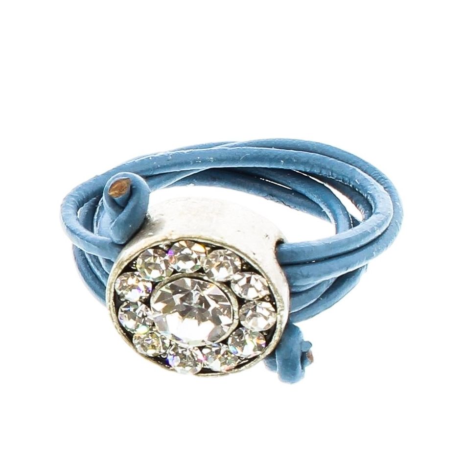 CRYSTAL METAL LEATHER RING Assorted sizes