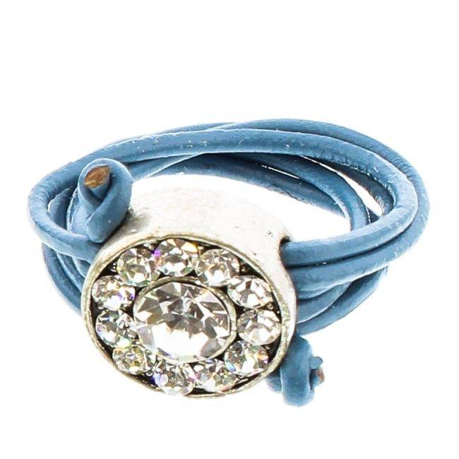 CRYSTAL METAL LEATHER RING Assorted sizes