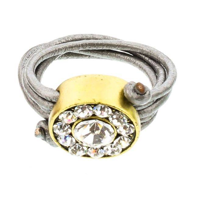 CRYSTAL METAL LEATHER RING Assorted sizes