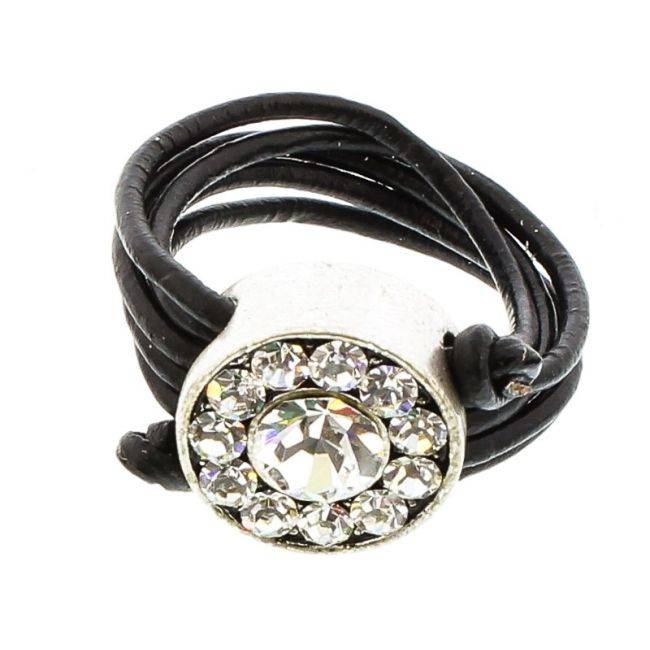 CRYSTAL METAL LEATHER RING Assorted sizes