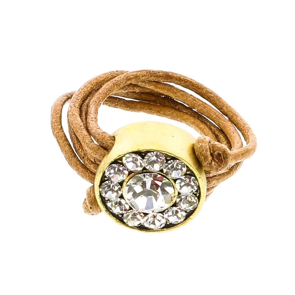 ANILLO CUERO METAL CRISTALES TALLAS VARIADAS