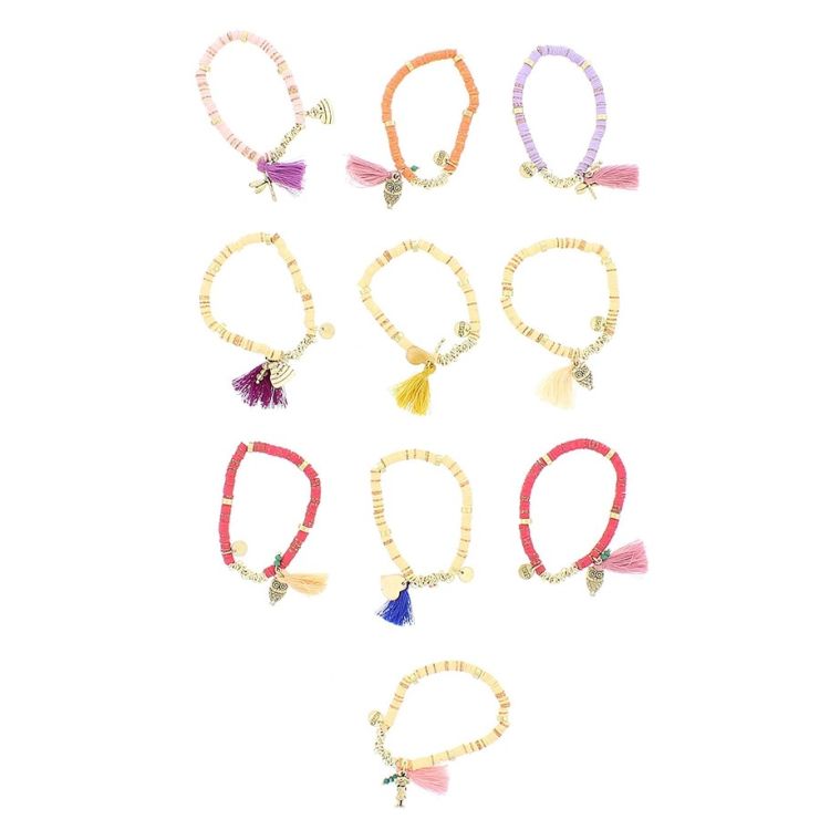 PULSERA CUENTAS FIMO COLGANTES 2