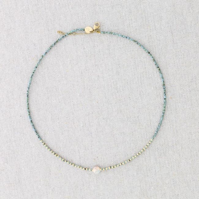 STEEL SHORT NECKLACE STONES MIYUKI BEADS