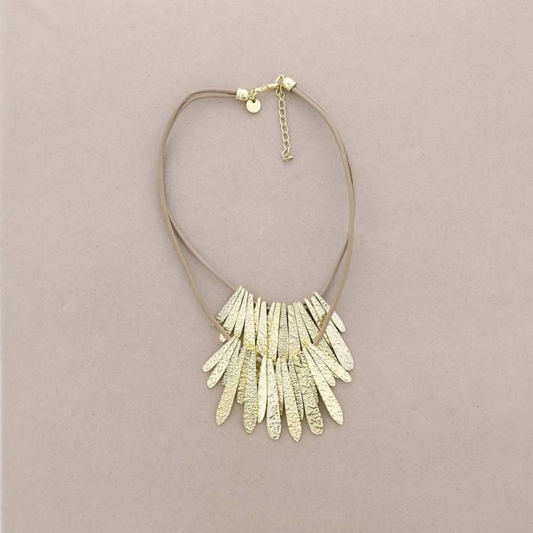 SHAPES LEATHER METAL SHORT NECKLACE