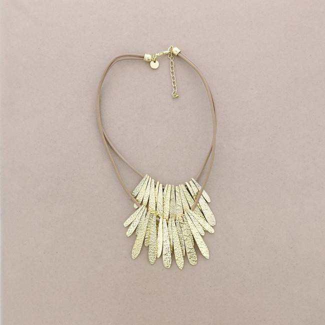 SHAPES LEATHER METAL SHORT NECKLACE