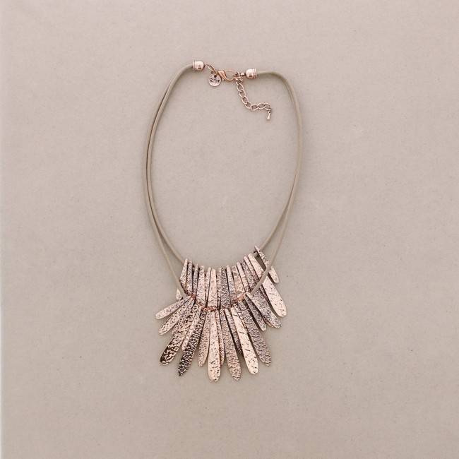 SHAPES LEATHER METAL SHORT NECKLACE