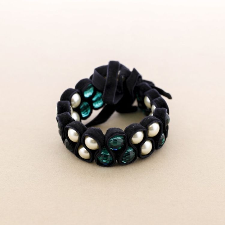 DOUBLE ROW VELVET BEADS BRACELET