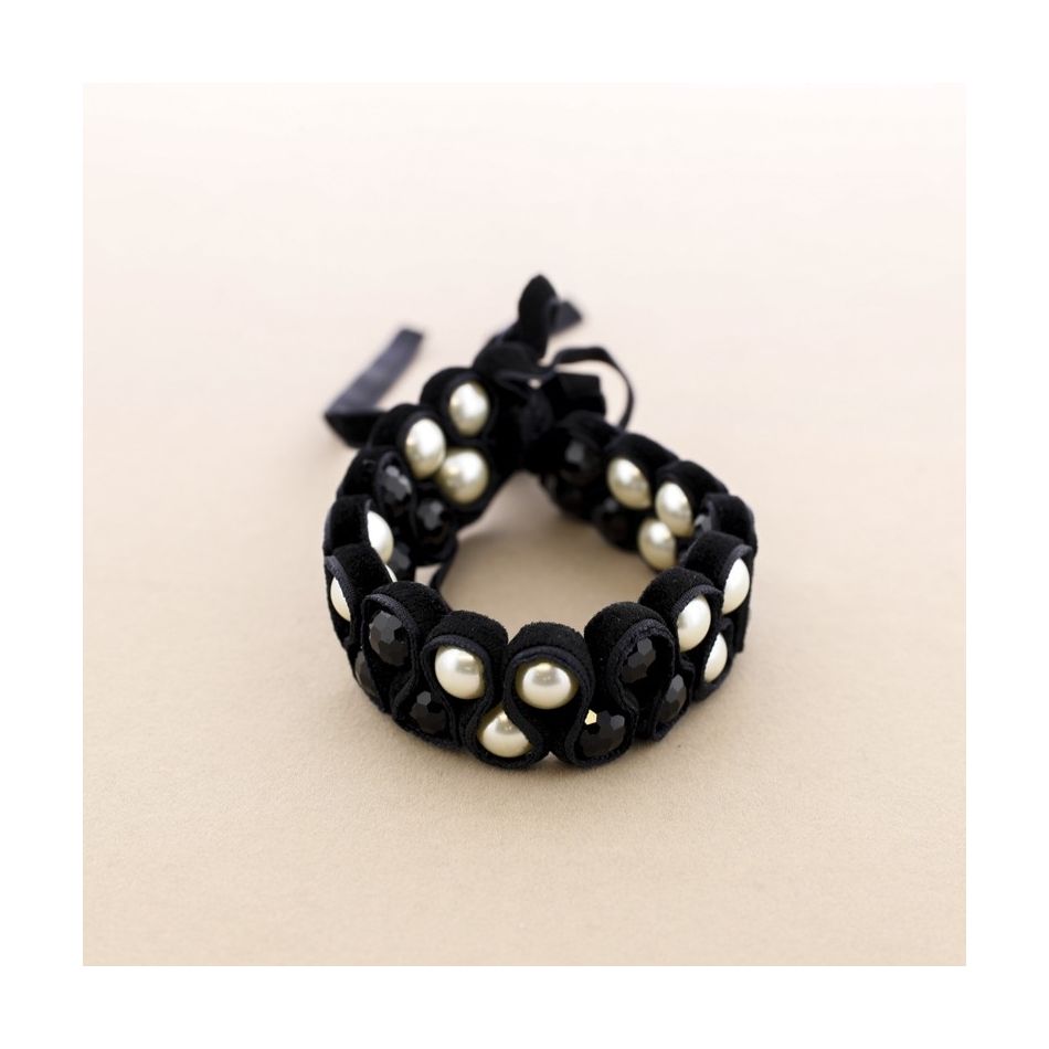 DOUBLE ROW VELVET BEADS BRACELET