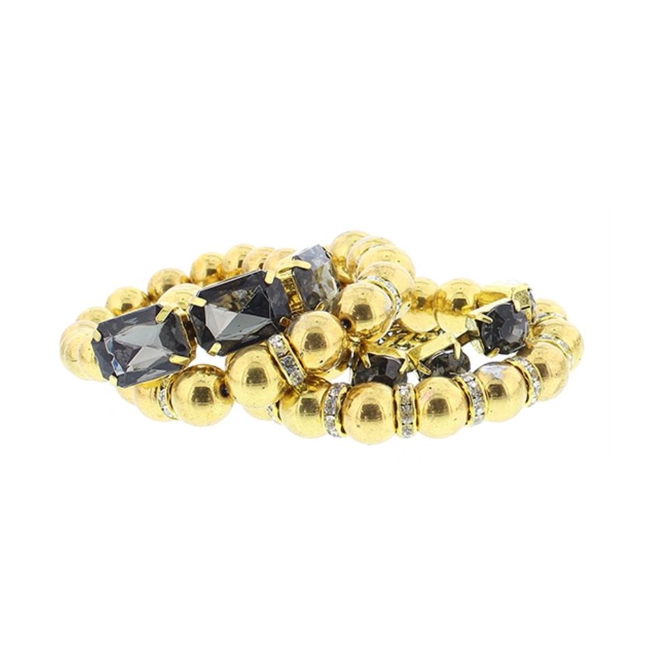 PULSERA 4 TIRAS METAL CRISTALES