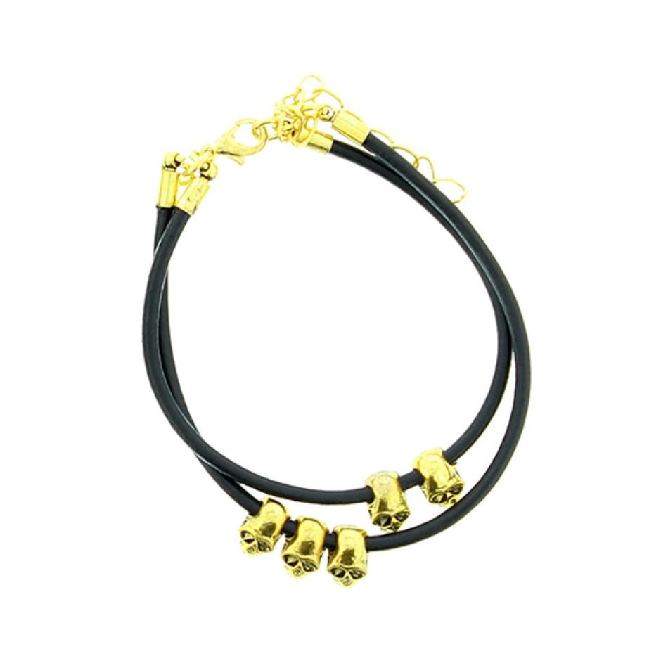 METAL SKULLS LEATHER BRACELET