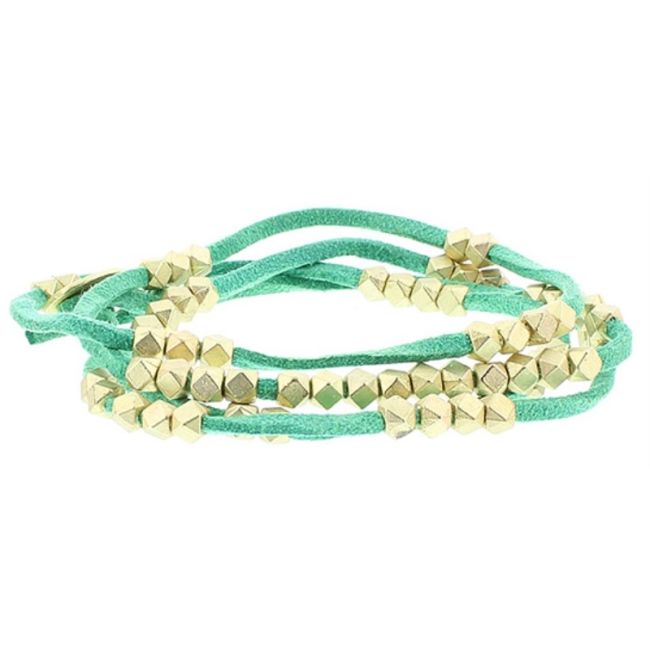 SUEDE BRACELET WITH METAL BEADS
