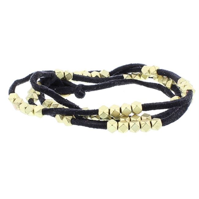 SUEDE BRACELET WITH METAL BEADS