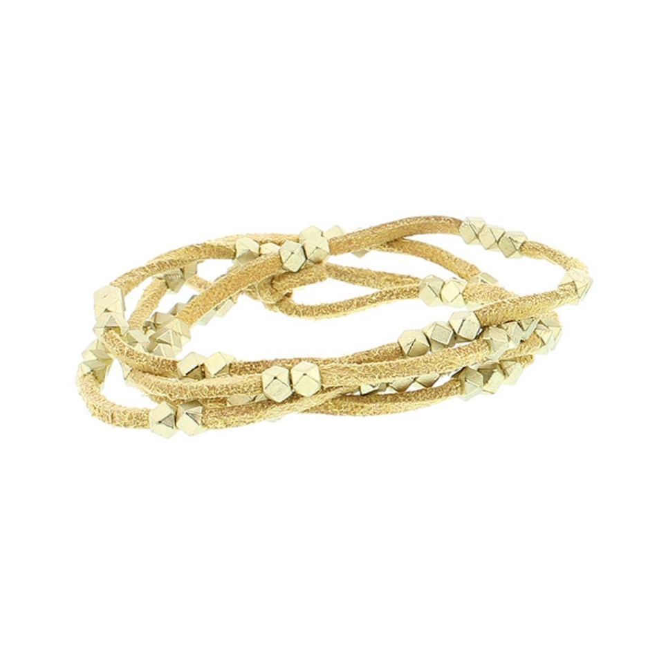 SUEDE BRACELET WITH METAL BEADS