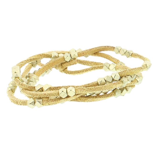 SUEDE BRACELET WITH METAL BEADS
