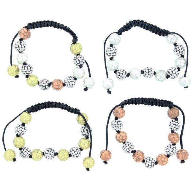 PULSERA  MACRAMÉ CUENTAS METAL
