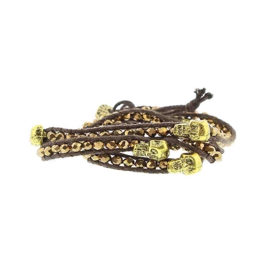 MACRAMÉ METAL SKULL BRACELET