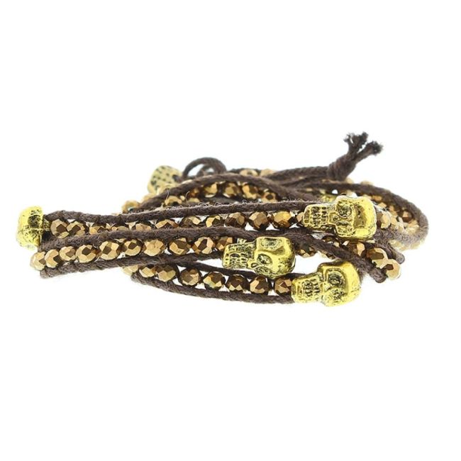 PULSERA  MACRAMÉ METAL CALAVERAS