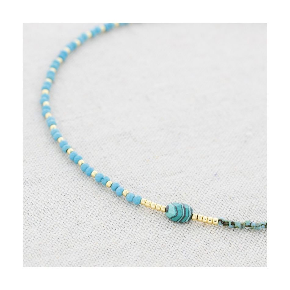 STEEL SHORT NECKLACE STONES MIYUKI BEADS